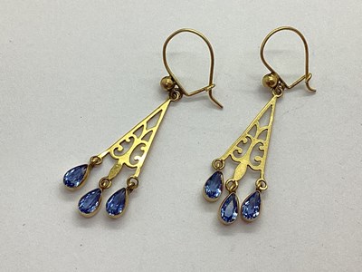 Lot 146 - A Pair of Drop Earrings, the pierced panels...