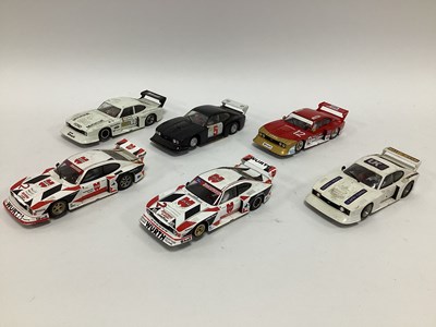 Lot 728 - Six 1:32 scale Ford Capri slot cars. All with...