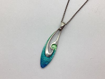 Lot 170 - Malcolm Gray; A Modern Enamel Drop Pendant, of...