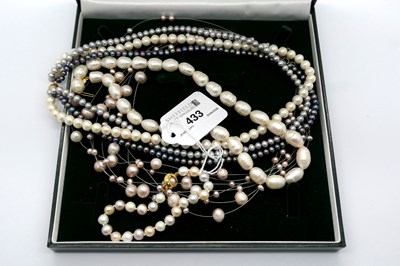 Lot 433 - A Modern Fresh Water Pearl Bead Bracelet,...