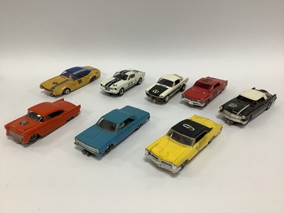 Lot 845 - Eight 1:32 scale slot cars. Mostly with an...