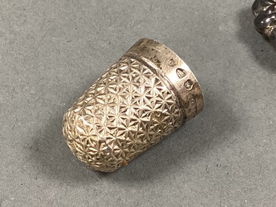 Lot 56 - A Chester Hallmarked Silver Thimble, textured...