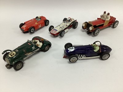 Lot 724 - Five 1:24 (?) scale slot cars. All with a...