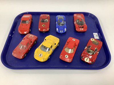 Lot 755 - Eight 1:32 scale slot cars. Mostly with a Le...