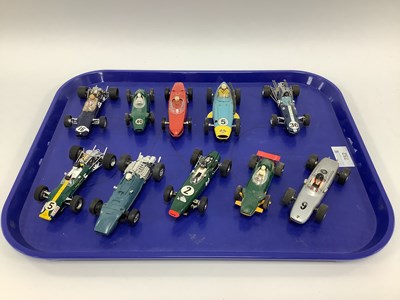 Lot 752 - Ten 1:32 scale slot cars. All with a Formula...