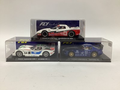Lot 738 - Three 1:32 Scale Slot Cars by Fly Car Model,...