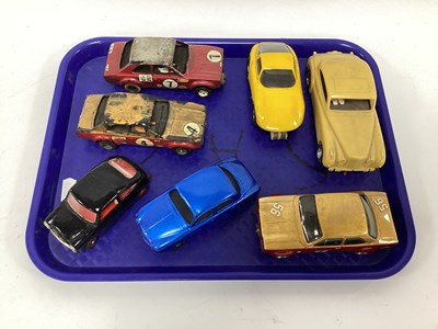 Lot 737 - Seven 1:32 scale slots cars. Mostly with a...