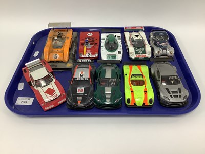 Lot 759 - Ten 1:32 scale slot cars. Mostly with a Le...
