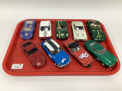 Lot 711 - Nine 1:32 scale slot cars to include Citroen...