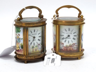 Lot 1509 - A French Carriage Clock, of oval form, the...