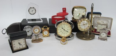 Lot 1391 - Clocks, including vintage travel clocks, boxed...