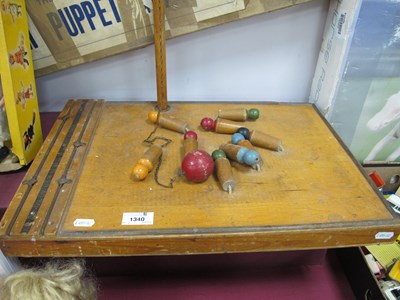 Lot 1340 - Vintage wooden bar skittles tabletop game,...