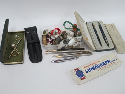Lot 1393 - Collectables, including quantity of thimbles,...