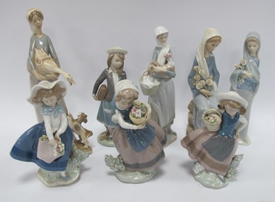 Lot 1223 - Collection of Eight Spanish Lladro Porcelain...