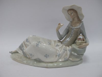 Lot 1240 - A Large Spanish Nao Porcelain Figurine “Lady...