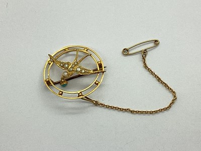 Lot 144 - An Antique Swallow Brooch, seed pearl set...