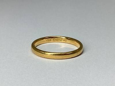 Lot 97 - A 22ct Gold Plain Wedding Band, (finger size M).