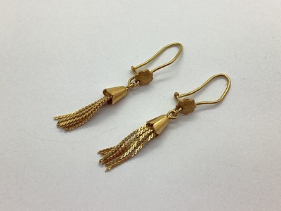 Lot 141 - A Pair of Decorative Tassel Earrings, the flat...