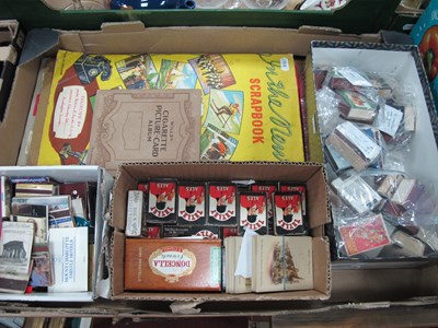 Lot 1108 - Matchbox and cigarette card ephemera, to...
