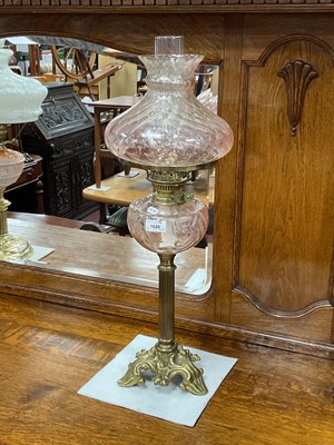 Lot 1626 - Early XX Century Brass Oil Lamp, with glass...