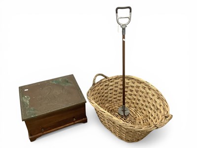 Lot 1573 - Wicker Basket, together with a box with a...