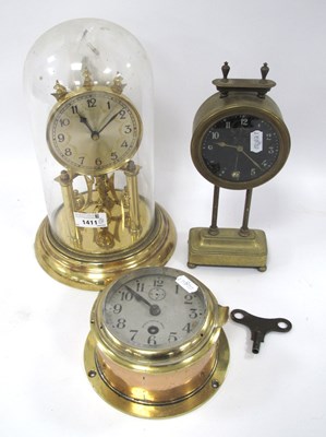 Lot 1411 - Italian Ships Clock, German skeleton clock...