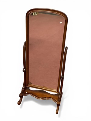 Lot 1558 - Late XX Century Hardwood Cheval Mirror with...