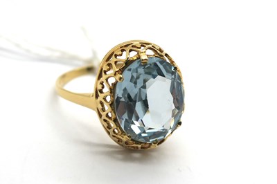 Lot 310 - A Modern Single Stone Dress Ring, oval claw...