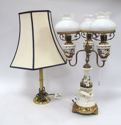Lot 1427 - Two vintage table lamps: Capodimonte-style...