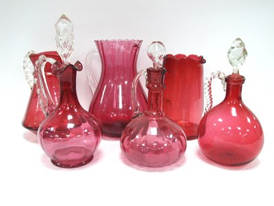 Lot 1177 - Six 19th century cranberry glass tableware...