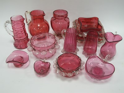 Lot 1208 - Collection of Victorian Cranberry Glass...