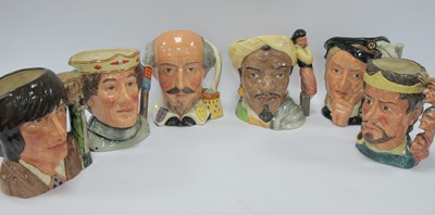 Lot 1211 - Six Royal Doulton large character jugs from...
