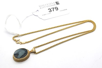 Lot 379 - A Modern 9ct Gold Horse Head Cameo Style...