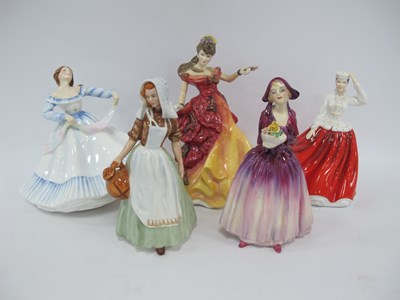 Lot 1247 - Five Royal Doulton porcelain figurines,...