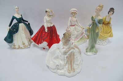Lot 1233 - Six Royal Doulton porcelain figurines,...