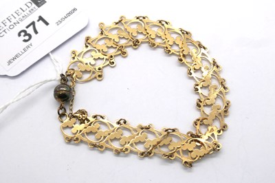 Lot 371 - A 9ct Gold Fancy Link Openwork Bracelet, of...