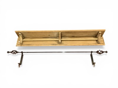Lot 1575 - Pine Shelf with twin towel rail underneath,...