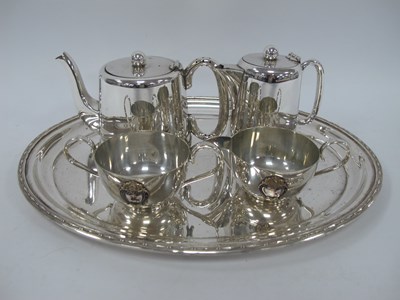 Lot 1251 - A Masonic Mid 1900s Silver-Plated Five-Piece...