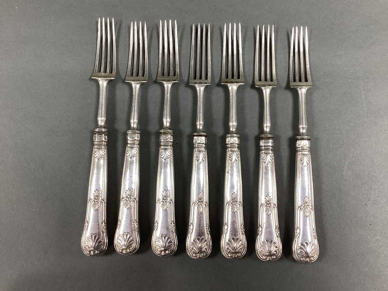 Lot 33 - A Set of Seven Georgian Hallmarked Silver...