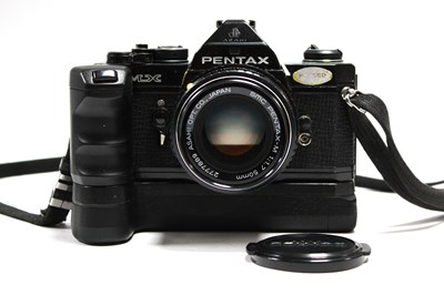 Lot 850 - Pentax MX 35mm SLR Film Camera with attached...