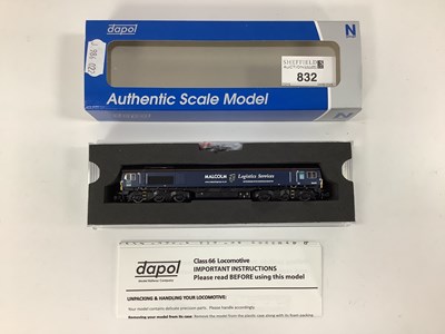 Lot 832 - A boxed Dapol N gauge Class 66 diesel in...