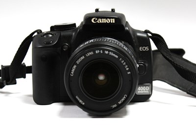 Lot 708 - Canon EOS 400D DSLR Camera, black, with...