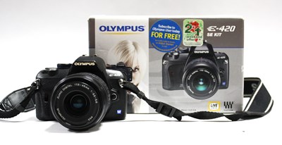 Lot 702 - Olympus E-420 DSLR Camera, black, with...