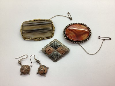 Lot 182 - A Victorian Scottish Hardstone Inset Lozenge...