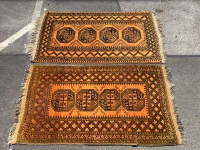 Lot 1566 - Wool Tasseled Persian Rug, with four central...