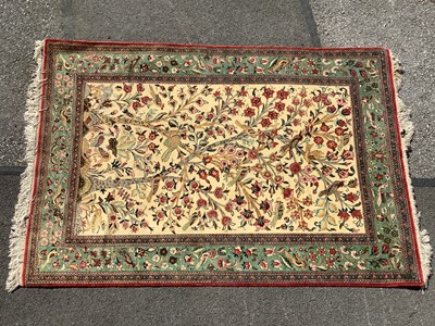 Lot 1547 - Tasseled Silk Rug Tightly Knotted, featuring...