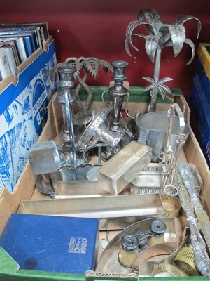 Lot 1029 - Plated Palm Tree Light, candlesticks, Embassy...