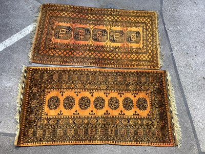 Lot 1621 - Wool Tasseled Rug, with seven geometric motifs...