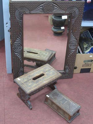 Lot 1421 - Oak Foot Stool, with carving to rectangular...