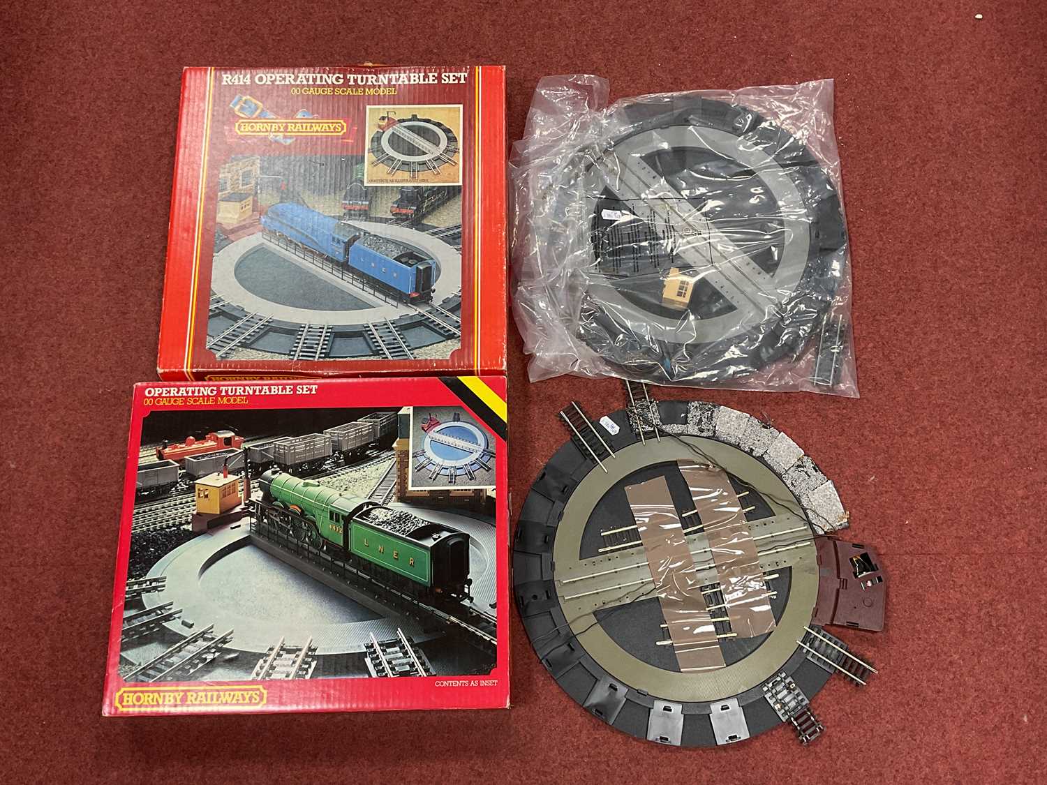 Lot 356 - Four Hornby 00 gauge turntables, two boxed.